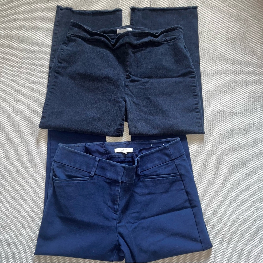 Ann Taylor Loft Blue Cropped Summer Dress Pants Slacks Bundle Of 2